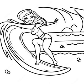 Pagina De Colorat Cu Aventura De Surfing Malibu Barbie 46374-36657