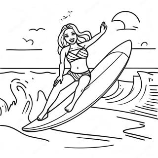 Pagina De Colorat Cu Aventura De Surfing Malibu Barbie 46374-36659