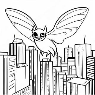 Mothman Flying Over The City Coloring Page 46444-36713