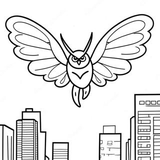 Mothman Flying Over The City Coloring Page 46444-36715