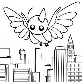 Mothman Flying Over The City Coloring Page 46444-36716