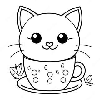 Cute Cat In Cup Coloring Page 46463-36717