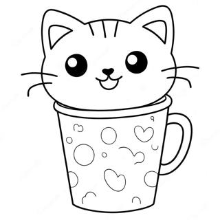 Cute Cat In Cup Coloring Page 46463-36718