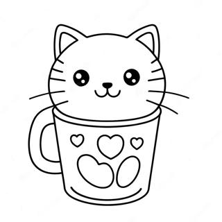 Cute Cat In Cup Coloring Page 46463-36719