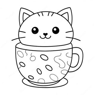 Cute Cat In Cup Coloring Page 46463-36720