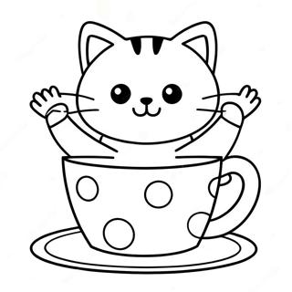 Playful Cat In A Colorful Cup Coloring Page 46464-36721