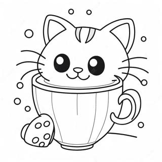 Playful Cat In A Colorful Cup Coloring Page 46464-36722