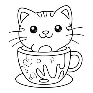 Playful Cat In A Colorful Cup Coloring Page 46464-36723