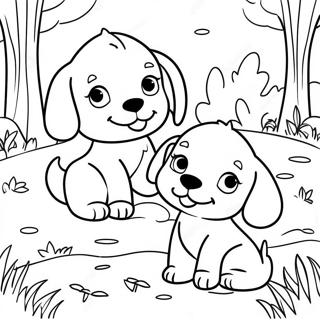 Playful Puppies In A Park Coloring Page 46634-36858