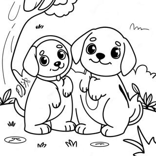 Playful Puppies In A Park Coloring Page 46634-36859