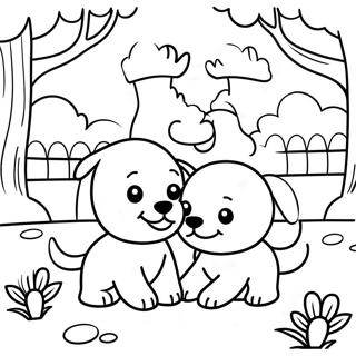 Playful Puppies In A Park Coloring Page 46634-36860