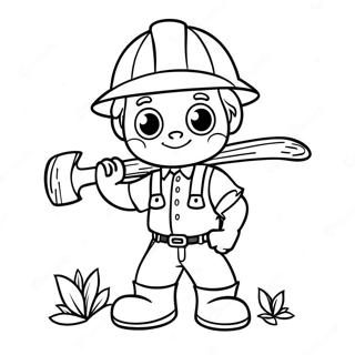 Cute Logger With Axe Coloring Page 46684-36910