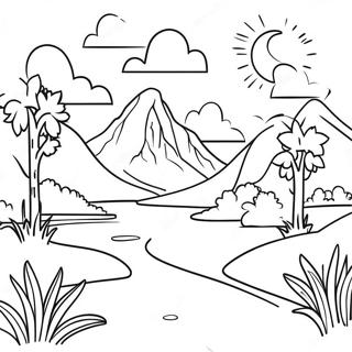 Outdoor Scenic Landscape Coloring Page 4670-3724