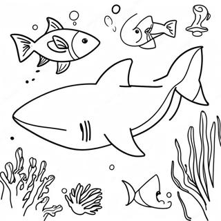 Bull Shark In Coral Reef Coloring Page 46714-36929