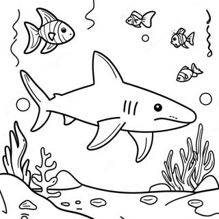 Bull Shark In Coral Reef Coloring Page 46714-36930