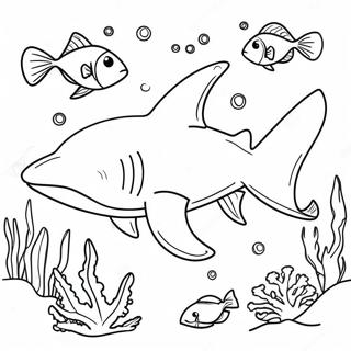 Bull Shark In Coral Reef Coloring Page 46714-36932