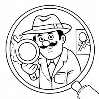 Funny Detective With Magnifying Glass Coloring Page 46854-37037