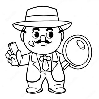 Funny Detective With Magnifying Glass Coloring Page 46854-37038