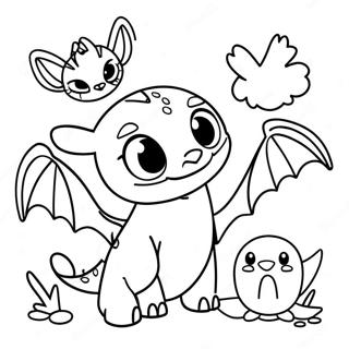 Cute Baby Toothless With Friends Coloring Page 46934-37103