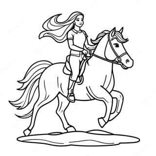 Realistic Girl Riding A Majestic Horse Coloring Page 46943-37107