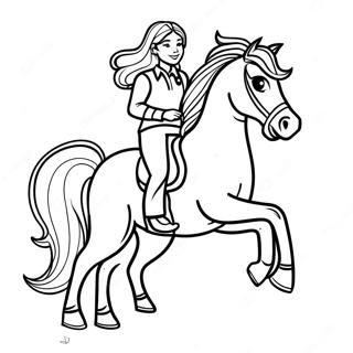 Realistic Girl Riding A Majestic Horse Coloring Page 46943-37108