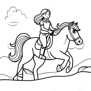 Adventurous Girl Riding A Wild Horse Coloring Page 46944-37113