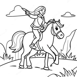 Adventurous Girl Riding A Wild Horse Coloring Page 46944-37114