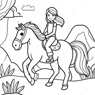 Adventurous Girl Riding A Wild Horse Coloring Page 46944-37115