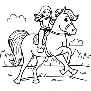 Adventurous Girl Riding A Wild Horse Coloring Page 46944-37116