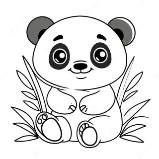 Cute Kawaii Panda With Bamboo Coloring Page 47044-37213