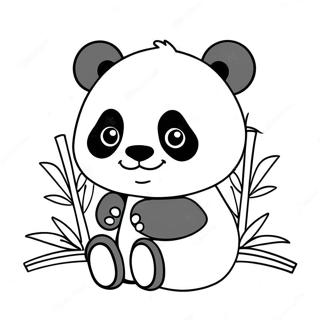 Cute Kawaii Panda With Bamboo Coloring Page 47044-37214