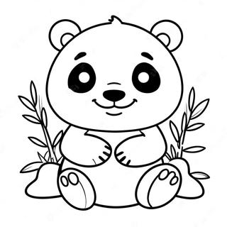 Cute Kawaii Panda With Bamboo Coloring Page 47044-37215