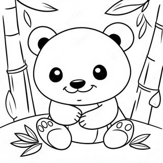 Cute Kawaii Panda With Bamboo Coloring Page 47044-37216