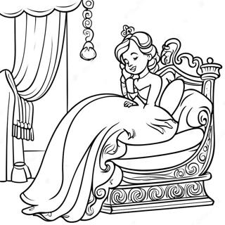 Elegant Princess Sleeping On A Pea Coloring Page 47124-37253