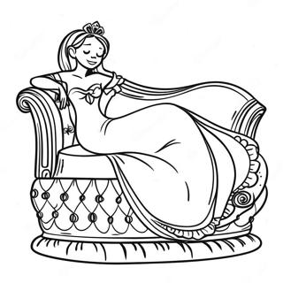 Elegant Princess Sleeping On A Pea Coloring Page 47124-37255