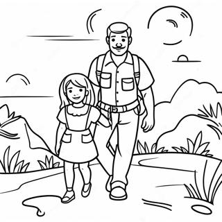 Adventurous Daddy And Daughter Exploring Coloring Page 47134-37257