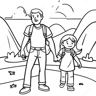 Adventurous Daddy And Daughter Exploring Coloring Page 47134-37259