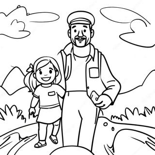 Adventurous Daddy And Daughter Exploring Coloring Page 47134-37260