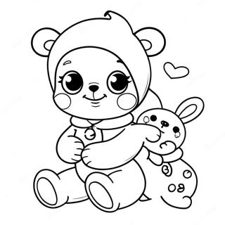 Cute Baby Boy With Teddy Bear Coloring Page 47154-37276