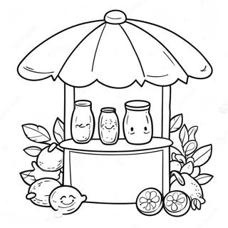 Cute Lemonade Stand With Smiling Lemons Coloring Page 47204-37314