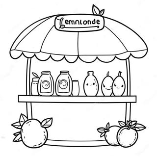 Cute Lemonade Stand With Smiling Lemons Coloring Page 47204-37315