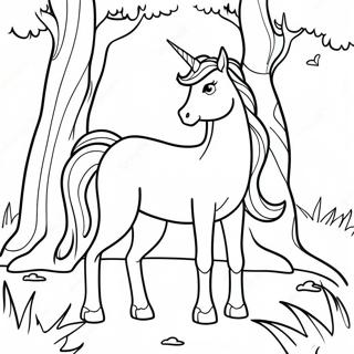 Majestic Last Unicorn In A Forest Coloring Page 47274-37389