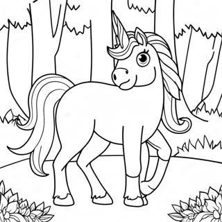 Majestic Last Unicorn In A Forest Coloring Page 47274-37390