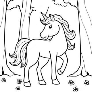 Majestic Last Unicorn In A Forest Coloring Page 47274-37391