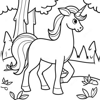 Majestic Last Unicorn In A Forest Coloring Page 47274-37392