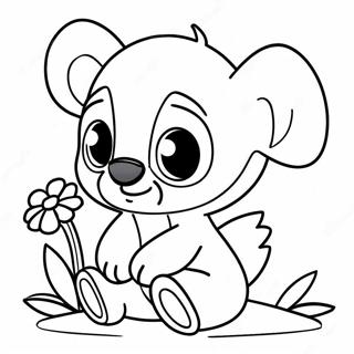 Adorable Baby Stitch With Flowers Coloring Page 47304-37408