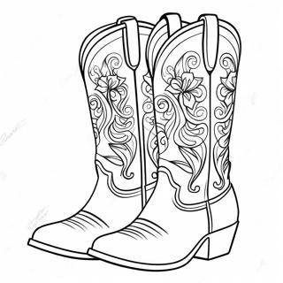 Fancy Cowgirl Boots Coloring Page 47414-37491