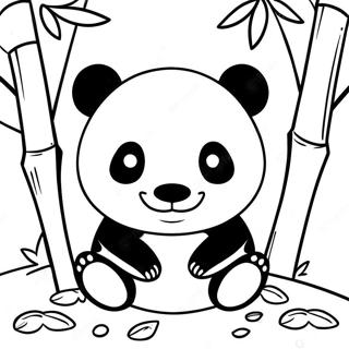 Cute Panda In A Bamboo Forest Coloring Page 47424-37538