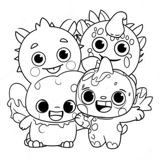 Cute Super Monsters Playing Together Coloring Page 47434-37505