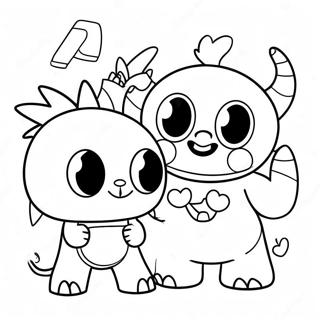 Cute Super Monsters Playing Together Coloring Page 47434-37506